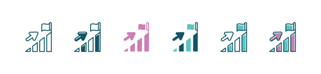 Aufkleber - business mission go top flag icon vector success target strategy objective symbol illustration for web and app