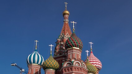 Wall Mural - Daytime Timelapse Hyperlapse of St. Basil's Cathedral from Red Square in Moscow, Russia. Capturing the Iconic Beauty and Historical Significance of the Landmark