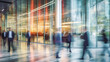© redflower - A crowd of people walking in the office lobby with a blurry effect