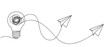 © Wahyu - single continous one line art idea light bulb . creative solution team work lamp concept vector eps 10