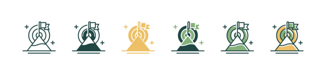 Aufkleber - business objective summit target icon vector hiking mission goal flag success peak symbol illustration targeting accurate marketing management design