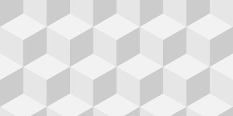 Wall Mural - 	
Seamless geometric pattern abstract background. abstract cubes geometric white and gray color hexagon technology background. digital cube honeycomb Front view of white texture for background.
