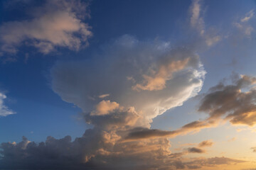 Wall Mural - thunderstorm clouds in the sky at sunset texture background overlay