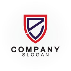 Abstract linear letter initial E shield logo icon design