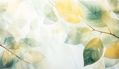 Soft watercolor leaves illustration with autumn colors. AI generated