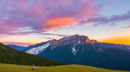 Wall Mural - sunset in the mountains 