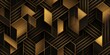 Art Deco seamless geometric design in gold. High relief sculpture of a geometric abstract design in gold plating, set on a black backdrop. Contemporary luxurious metallic background.