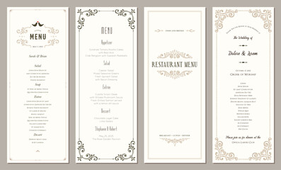 Wall Mural - wedding and restaurant menu. ornate vertical classic templates. good for banners, greeting and busin