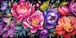 floral elements colorful watercolor peonies Gnerative Ai