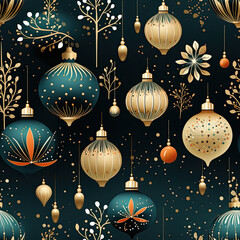 Poster - Seamless pattern with Christmas baubles 