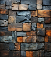 Aufkleber - Wooden pattern with  blocks 