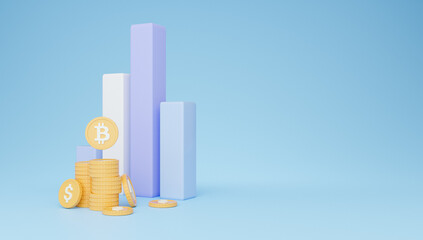 Poster - Cryptocurrency trading, finance business investment, 3d illustration