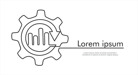 Poster - continuous line drawing of gears and graph.Continuous line drawing. Startup business. Vector illustration. Isolated on white background. 