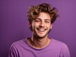 © Abida - portrait of a guy wear purple t shirt  smiling face in studio  for ads