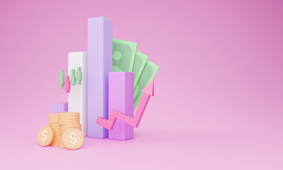 Poster - Financial markets and stocks concept, trading, 3d illustration, copy space