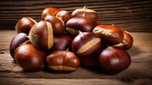 Close Up Of Chestnuts Background.