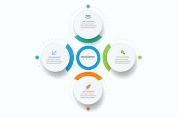 Poster - Infographic elements data visualization Abstract elements of graph, diagram with 4 steps, options, parts, or processes
Can be used for business process, workflow, advertising, diagram, flowchart