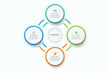 Poster - Infographic elements data visualization Abstract elements of graph, diagram with 4 steps, options, parts, or processes
Can be used for business process, workflow, advertising, diagram, flowchart