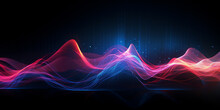 A Big Wave Digital Background Are Visualization Of Big Data - An Abstract Rendering With Neon Colored Lines An Abstract Black Background Creative Digital Sound Waves - Dark Colored