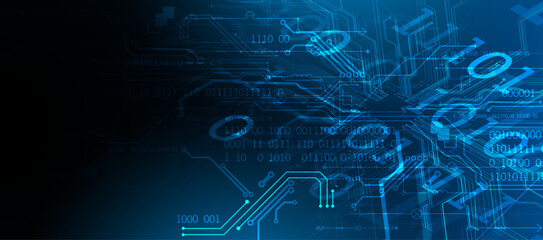 Abstract background on technological and scientific topics. Various techno details with using digital code.