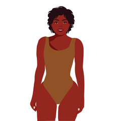 Stylish afro black woman in elegant art style vector