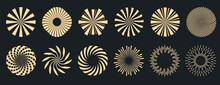Sunburst Collection. Radial Sunset Beams. Bursting Golden Sun Rays. Fireworks. Logotype Or Lettering Design Element. Flat Vector Illustration.	
