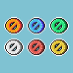 Poster - Pixel art sets of dont sign with variation color item asset. simple bits of prohibition sign on pixelated style 8bits perfect for game asset or design asset element for your game design asset