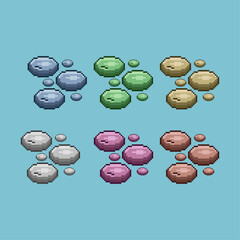 Poster - Pixel art sets of tile floor rock with variation color item asset. simple bits of rock floor tile on pixelated style 8bits perfect for game asset or design asset element for your game design asset