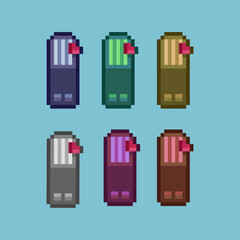 Poster - Pixel art sets of book top down with variation color item asset. simple bits of top down book on pixelated style 8bits perfect for game asset or design asset element for your game design asset