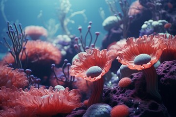 Wall Mural - coral reef in aquarium, Generative AI
