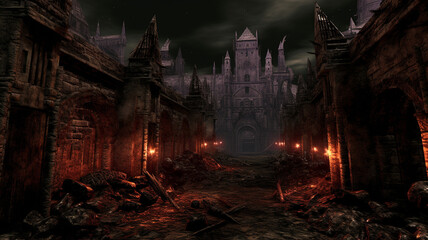 Sticker - dark castle with a scary atmosphere