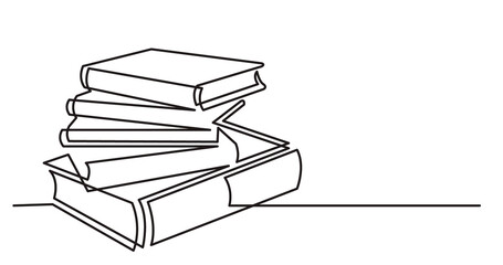 Poster - continuous line drawing illustration with transparent background of open book as concept of learning