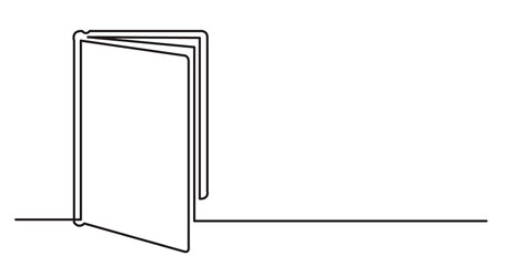 Poster - continuous line drawing illustration with transparent background of open book as concept of learning
