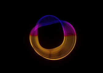 Poster - Futuristic colorful sphere of lines. Network connection big data. Abstract technology background. Place for text. 3d rendering.