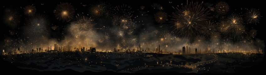 a black background with many fireworks on it Generative AI