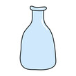 Empty bottle for poison, magic potion hand drawn Halloween illustration. Cartoon style flat design, isolated vector. Print element, glassware, alchemy, chemistry, laboratory, pharmacy