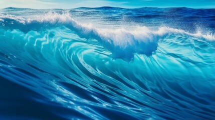 Canvas Print - 31. Extreme close-up of abstract blurred ocean waves, deep navy blue and turquoise hues, in the style of gradient blurred wallpapers, depth of field, serene visuals, minimalistic simplicity, close-up,