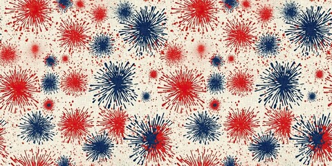 Wall Mural - Seamless 4th of July independence day border in traditional red, white and blue colors. Modern usa stylish print for holiday decor, summer liberty graphic and united states ribbon. 