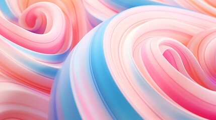 Wall Mural - Extreme close-up of abstract blurred rainbow swirls, pastel coral and iridescent blue hues, in the style of gradient blurred wallpapers, depth of field, serene visuals, minimalistic simplicity,