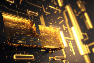 Aufkleber - Abstract science and technology background with shiny connection elements and sci-fi intefrace. Tech abstraction wallpaper.
