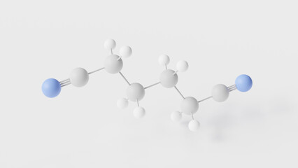 Poster - adiponitrile molecule 3d, molecular structure, ball and stick model, structural chemical formula dinitrile