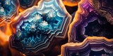 Fototapeta Desenie - Colorful crystal geode closeup. Rock geology shiny background wallpaper, Generative AI 