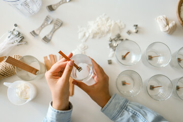 Wall Mural - Process of making candles in a workshop