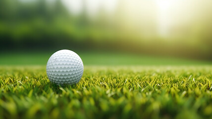 Wall Mural - Golf ball on green meadow