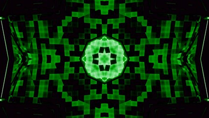 Poster - Psychedelic animation with hypnotic pattern of squares. Design. Kaleidoscopic animation of moving pattern with squares. Changing shapes of moving kaleidoscopic pattern