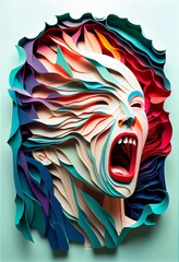 Wall Mural - anxiety themed abstract paper art