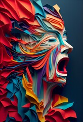 Wall Mural - anxiety themed abstract paper art