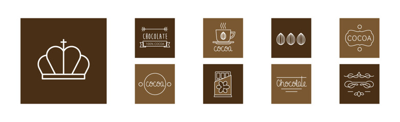 Poster - chocolate and cocoa product icon and sign vector set