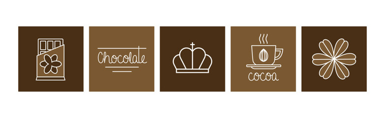 Poster - chocolate and cocoa product icon and sign vector set