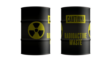 Wall Mural - Nuclear radioactive waste barrels in row transparent
